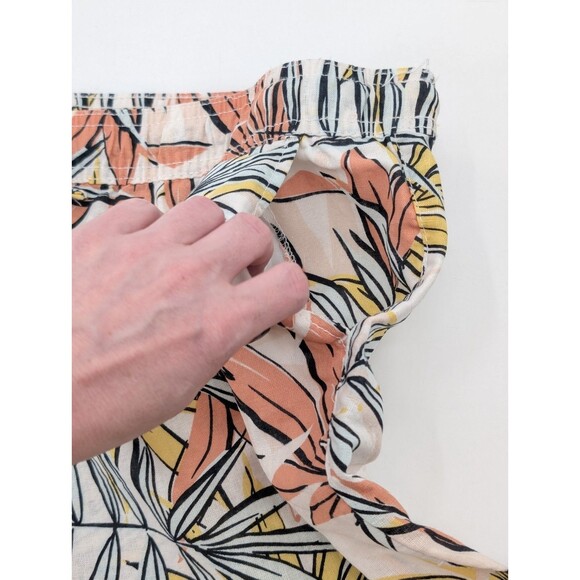 Serra Linen Blend Elastic Waist Pull On Pants Tropical Leaf Beachy Size XL - Picture 7 of 9